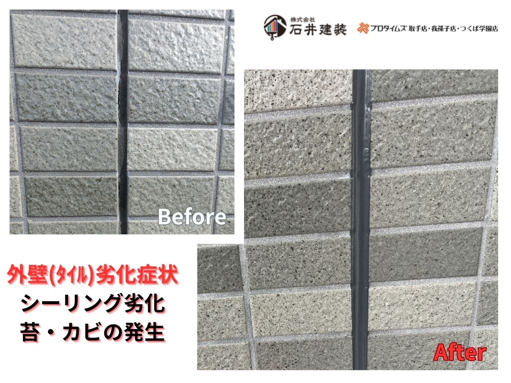 取手市藤代南Tビルビフォーアフター画像:タイル部分