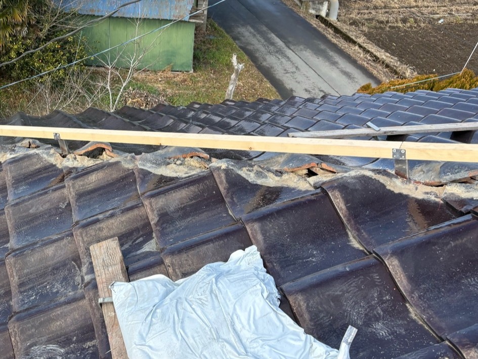 取手市Ｉ様邸屋根施工中