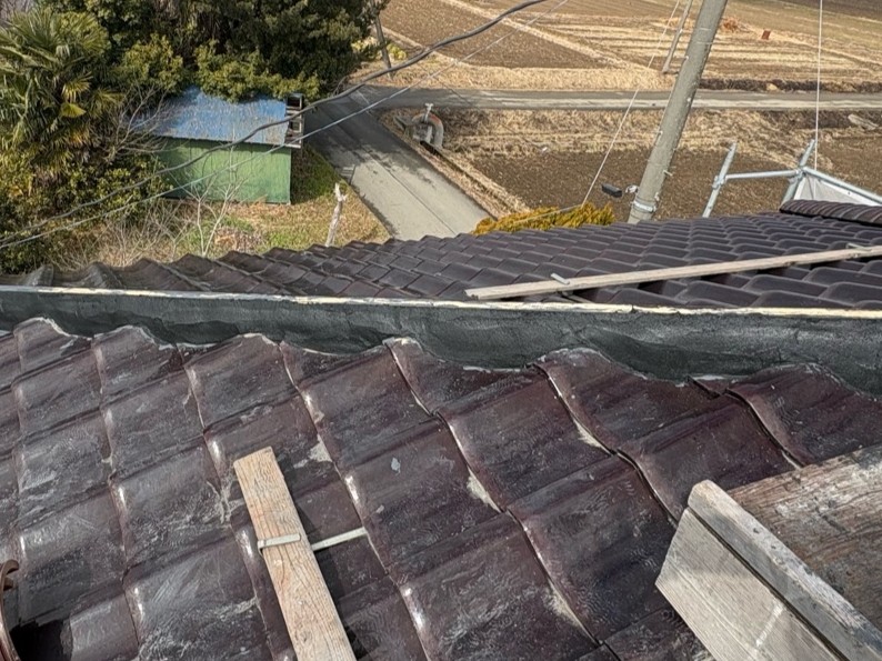 取手市Ｉ様邸屋根施工中